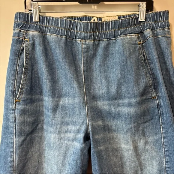 Anthropologie PILCRO The Izzie Relaxed Pull-On Barrel Denim Jeans Pants Size L P - Picture 3 of 11